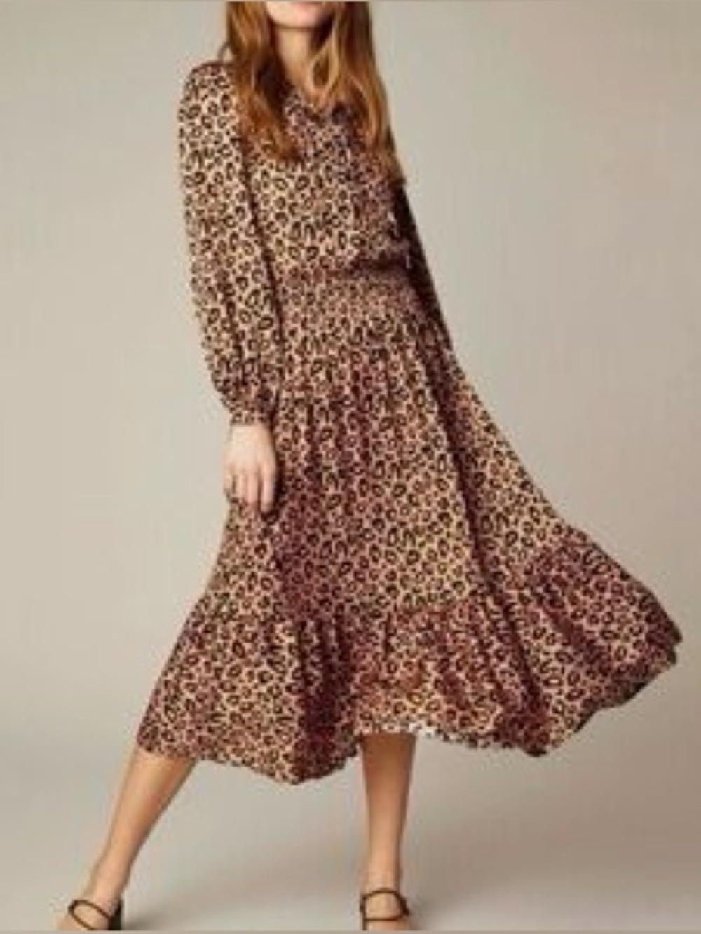 Tucker silk leopard midi